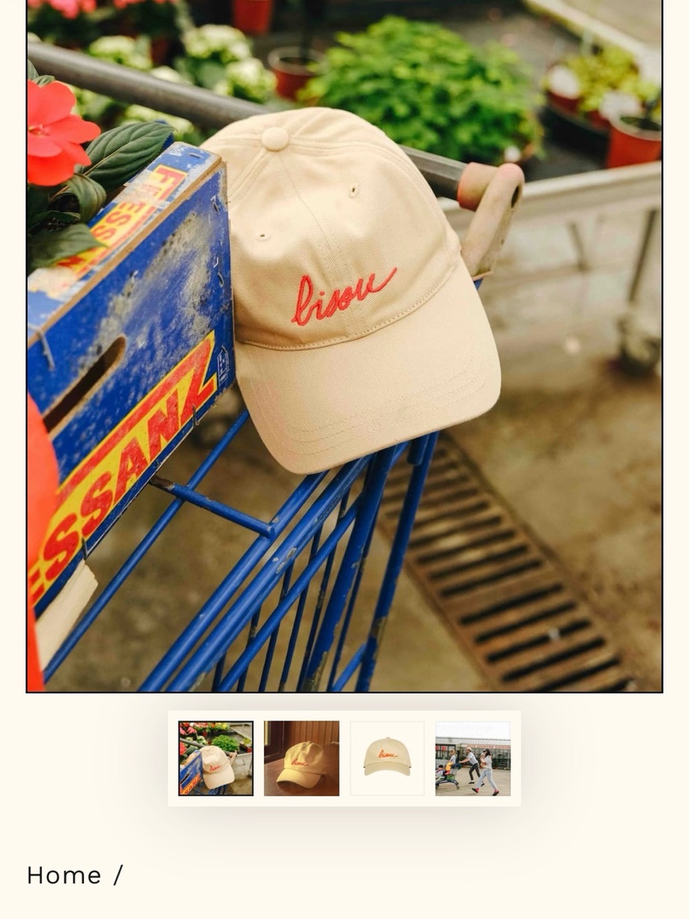 Mathilde Cabanas Bisou Cap French Designer Beige 100% Cotton Adjustable NWOT